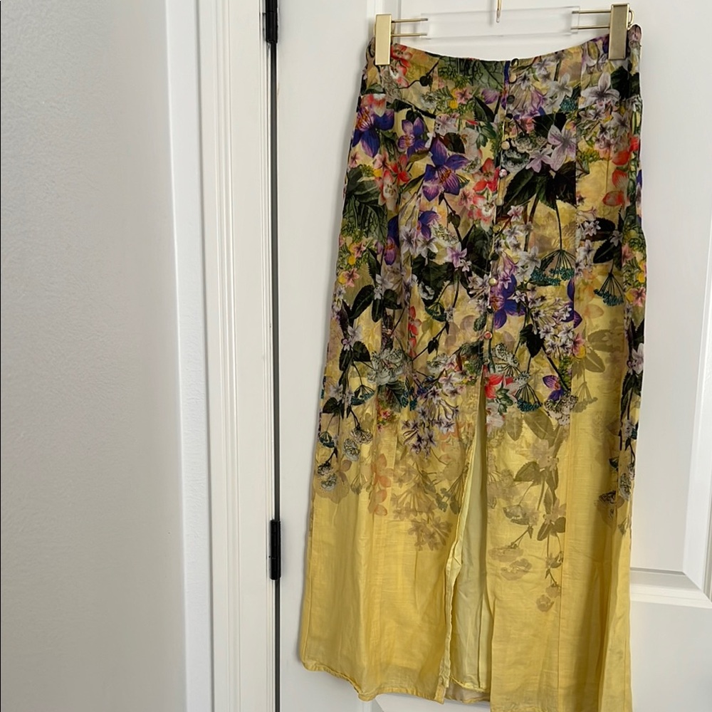 Maeve by Anthropologie Floral Yellow Skirt